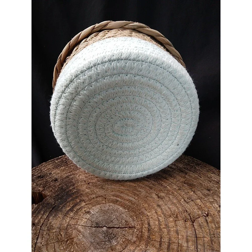 Small Wicker Storage Basket Container & Lid by Bullseye Playground Minimalist